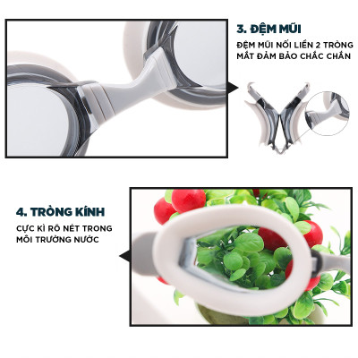 Kính Bơi Cận Từ 2 Đến 7 Độ Kính Bơi Người Cận Dây Đeo Êm Ái Chông Sương Thời Trang Cleacco SG1670 Boro Sport