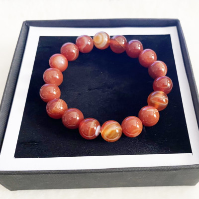 Vòng tay mã não đỏ 10 ly, vòng tay phong thủy đá thạch anh ( mẫu mới )