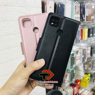 Bao da dạng ví cho Xiaomi Redmi 9C hiệu Hanman có ngăn đựng thẻ và tiền tiện dụng - Hàng chính hãng