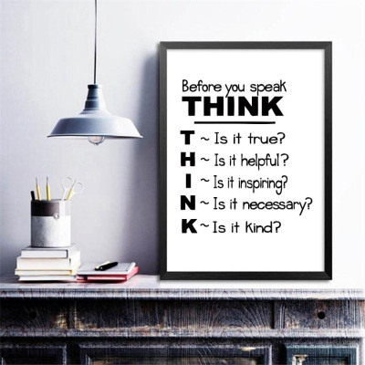 Decal Tiếng Anh Trang Trí Nhà Cửa, Phòng Học, Văn Phòng " Think Before You Speak" - Decal Dán Tường Cao Cấp AmyShop