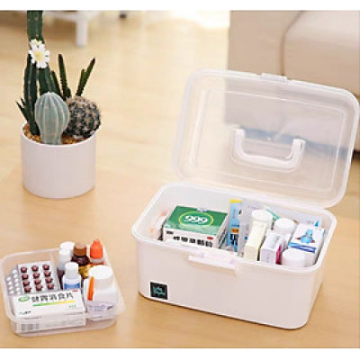 Hộp đựng dụng cụ y tế, tủ thuốc gia đình có quai xách - và hôp đựng mỹ phẩm dụng cụ sửa sắc đẹp làm nail móng chân móng tay di động đa năng