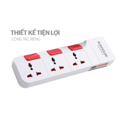 Ổ cắm điện Sunhouse SHE-OC1-3R - Bảo hành 12 tháng