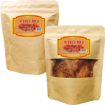 LOẠI ÍT CAY THỊT BÒ KHÔ DẠNG MIẾNG MỀM THƯƠNG HIỆU SK FOOD - TỔNG 2 BỊCH 1 KG