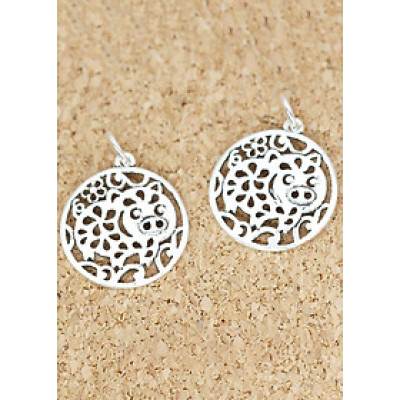 Combo 2 cái charm bạc hình con heo dễ thương treo - Ngọc Quý Gemstones