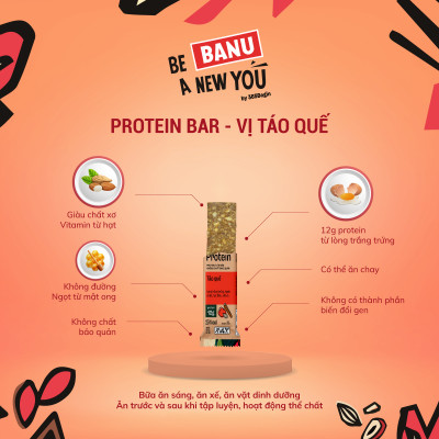 BANU - THANH ENERGY BAR - TÁO QUẾ - HỘP ( 10 THANH)