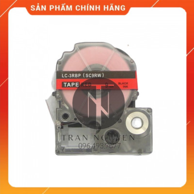 [Combo 3 cuộn] Nhãn in Tepra SC9RW (LC-3RBP) - Chữ đen nền đỏ 9mm x 8m - Hàng nhập khẩu
