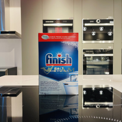 Combo Gel rửa bát Finish All in 1 Shine&Protect 650ml + Muối Finish 1.5kg + Nước làm bóng Finish 400 hương chanh