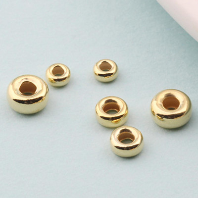 Combo 12 cái charm bi bạc mạ vàng hạt dẹp - hạt cườm bạc mạ vàng - Ngọc Quý Gemstones