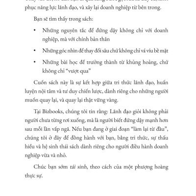 Sách - Tái Sinh Doanh Nghiệp - Cách Người Chủ Vực Dậy Từ Khủng Hoảng Và Xây Lại Hệ Thống Bền Hơn