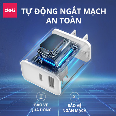 Củ Sạc Nhanh AOKA by Deli 20W Sạc Nhanh Cho Điện Thoại - Siêu Bền Chống Nóng Chống Cháy Nổ hàng chính hãng VS6013