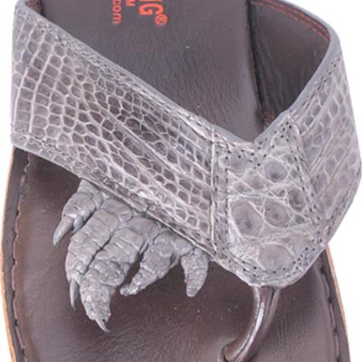 Dép Nam Da Cá Sấu Móng Tay Huy Hoàng HT7218 - Xám