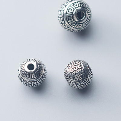 Charm bạc tròn hoa văn - Ngọc Quý Gemstones - 10mm