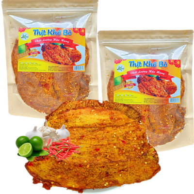 LOẠI ÍT CAY THỊT BÒ KHÔ DẠNG MIẾNG MỀM THƯƠNG HIỆU SK FOOD - TỔNG 2 BỊCH 1 KG