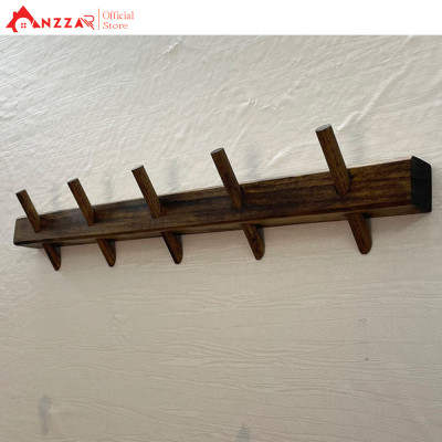 Móc Treo Quần Áo Gắn Tường Màu Nâu Rustic- Móc Gỗ Treo Quần Áo Anzzar - Móc Treo Tường Gỗ Tự Nhiên-M01