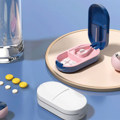 Dụng Cụ Cắt Thuốc Viên Hộp Dụng Cụ Cắt Thuốc Cắt Viên Nén Chính Xác Kiêm Hộp Đựng Thuốc Tiện Dụng - Giao Màu Ngẫu Nhiên