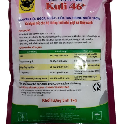 Phân bón đầu trâu Kali trắng 46+ giúp ra hoa tập trung - Tăng đậu trái- Quả to đẹp
