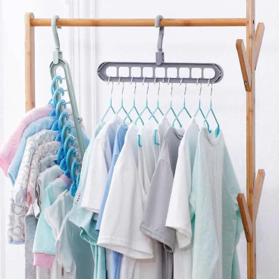 Combo 20 Móc Treo Quần Áo 9 Lỗ Thông Minh , Đa Năng GROFA - Hàng chính hãng (Giao màu ngẫu nhiên)