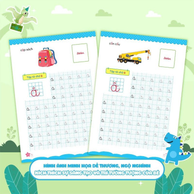 Sách - Cùng Khủng Long Học Nét Cơ Bản - Combo 3 Cuốn - Tặng Kèm Sticker Bé Trai - Megabook