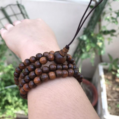 Vòng tay/vòng cổ 2 trong 1 với 108 hạt gỗ Bách Xanh (BH629) Mùi thơm dễ chịu, An Yên, May Mắn - Bracelet of HAHANCO