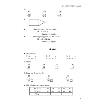 Sách - 100 Đề Kiểm Tra Toán Lớp 2 - Khang Việt Book