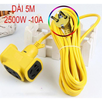 Cuộn Dây Điện Nối Dài Kèm Ổ Điện 6 Lỗ Cắm Dây Dài 5M Công Suất 2500W