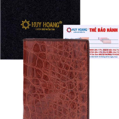 Ví Nam Da Cá Sấu Kiểu Đứng Huy Hoàng HT2229 (12.5 x 10 cm) - Nâu Đỏ