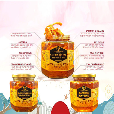 Mật Ong Saffron Đông Trùng Hạ Thảo 280ml/lọ Golden Herb