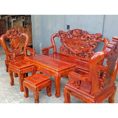 Bộ Bàn Ghế Rồng Đỉnh Gỗ Xà Cừ