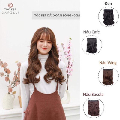 Tóc giả kẹp nữa đầu kẹp phím kẹp phím nữa đầu dợn sóng lững- hình thật