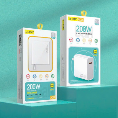 Bộ sạc nhanh Gallium Nitride 200W LI-TOP AC28 chân Type C, chứng nhận 3C tiêu chuẩn quốc gia, Hàng chính hãng
