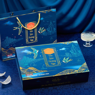 [CHÍNH HÃNG] Yến Sào Hoàng Kim -  Lộc Tiến Vinh Hoa (50g Tinh Chế Sợi Thượng Hạng & 4 Hũ Yến Chưng ) - Quà Tặng Đối Tác Cao Cấp