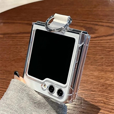 Ốp lưng trong suốt kèm iring cho Samsung Galaxy Z Flip 5 hiệu Likgus Cover Ring (chất liệu cao cấp, thiết kế iring chống rơi rớt) - hàng nhập khẩu