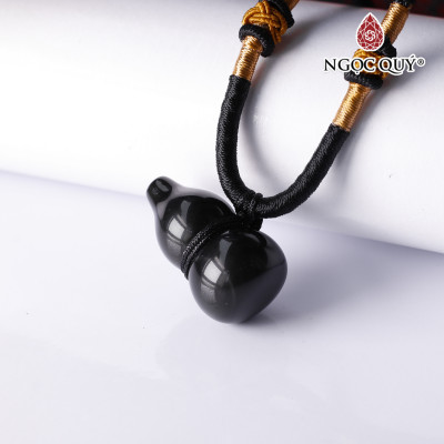Mặt dây chuyền hồ lô đá obsidan hợp mệnh thủy, mộc - Ngọc Quý Gemstones