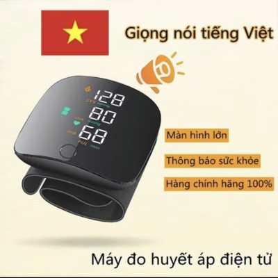 Máy Đo HyếtÁp Cổ Tay, Đo NhịpTim Hiện Đại Với Màn Hình LED, Giọng Nói Tiếng Việt , Sạc Pin Siêu Bền