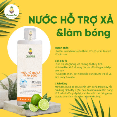 Nước làm bóng chén ly hữu cơ Fuwa3e 500ml - - Chất trợ xả dùng cho máy rửa chén
