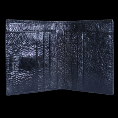 HC2455-56-57-58 - Ví nam Huy Hoàng da đà điểu da chân 2 mặt da kiểu đứng màu đen, nâu đất, nâu đỏ, vàng bò