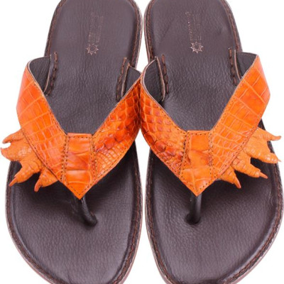 Dép Nam Da Cá Sấu Móng Tay Huy Hoàng HT7215 - Vàng