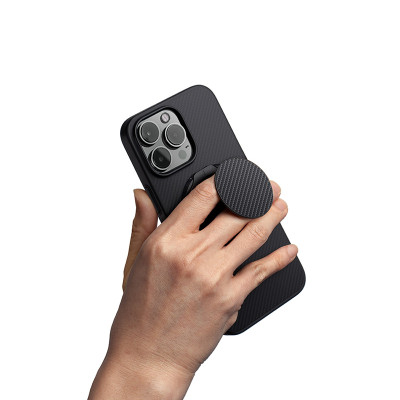 Ốp UNIQ KEVA AIR Cho iPhone 16 Pro Max Bằng Sợi Aramid Tặng Kèm Phụ Kiện GripFit Làm Chăn Đế Hoặc Móc Tay Khi Cầm Hàng Chính Hãng