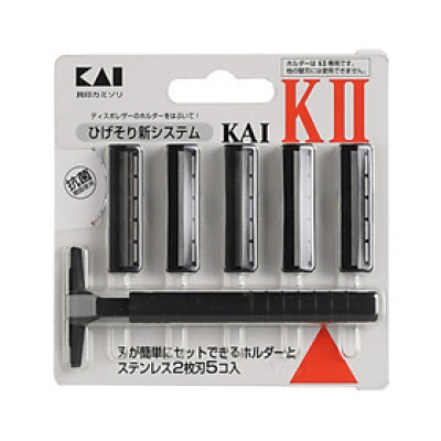 Dao Cạo Râu 2 Lưỡi Kép KAI (1 Thân, 5 Lưỡi) - Nội Địa Nhật Bản