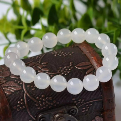 Vòng tay đá mã não trắng thiên nhiên cho Nam Nữ văn phòng làm trang sức