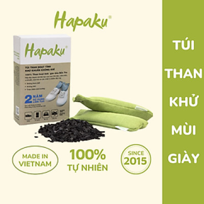 Túi than hoạt tính khử mùi giày - 100% từ gáo dừa Bến Tre (Hộp 2 túi) - Hapaku