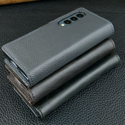 Bao da cho điện thoại Galaxy Z Fold4 có quai cài da bò thật