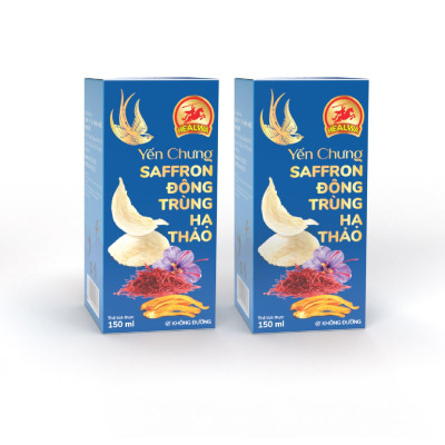 Yến chưng Saffron Đông trùng hạ thảo không đường Healwa (1 lọ x 150ml) với 15% yến nguyên