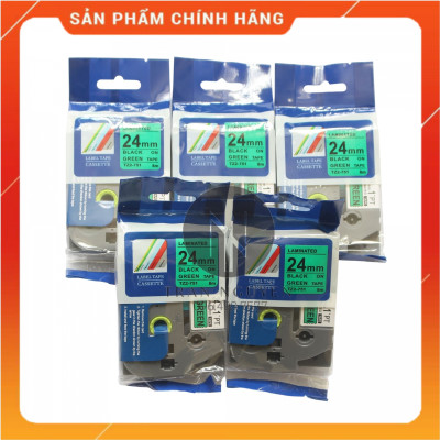 Nhãn In Brother Tz2-751 - Đen nền xanh lá 24mm x 8m - Hàng nhập khẩu