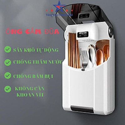 ◎◕ Ống đựng đũa thìa treo tường có nắp đậy sấy khô muỗng phiên bản USB