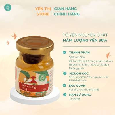 (Tặng muỗng gỗ đơn 450k)Yến Thị-Chưng Tứ vị- Hũ Chưng Sẵn 30% Yến-70ml