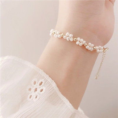 Vòng tay mix chuỗi hoa ngọc trai nhỏ xinh xắn nhẹ nhàng thanh lịch cho nàng thơ