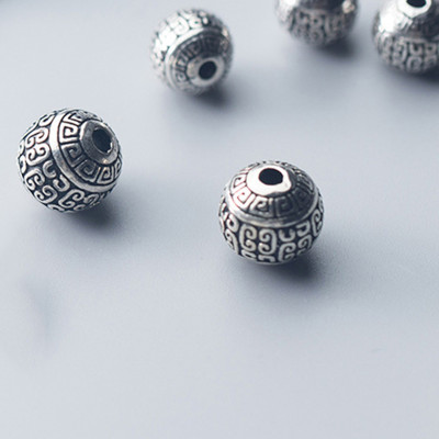 Charm bạc tròn hoa văn - Ngọc Quý Gemstones - 10mm