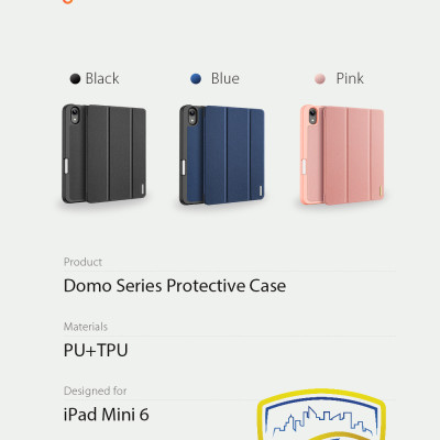 Bao da dành cho iPad Mini 6 hiệu Dux Ducis Domo có khe để bút, bảo vệ camera, chống sốc, cao cấp - Hàng nhập khẩu.