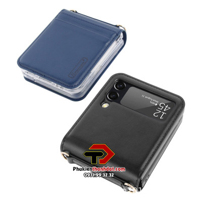 Bao da dạng ví cho SamSung Galaxy Z Flip4 hiệu Hanman có ngăn đựng thẻ - Hàng chính hãng